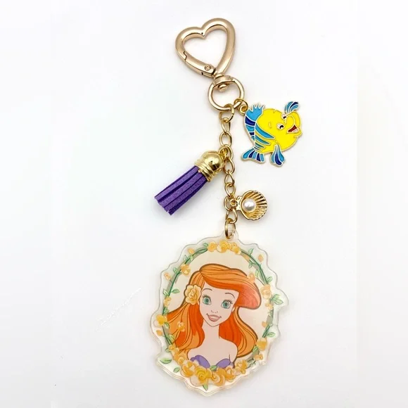Disney inspired Ariel Keychain with Purple Tassel Handmade - Picture 6 of 7